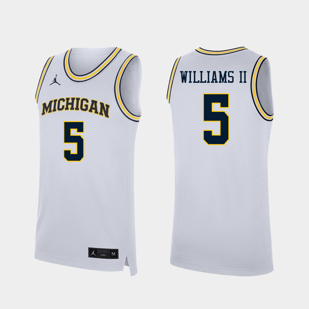Men #5 Terrance Williams II Michigan Wolverines College Basketball Jerseys Sale-White